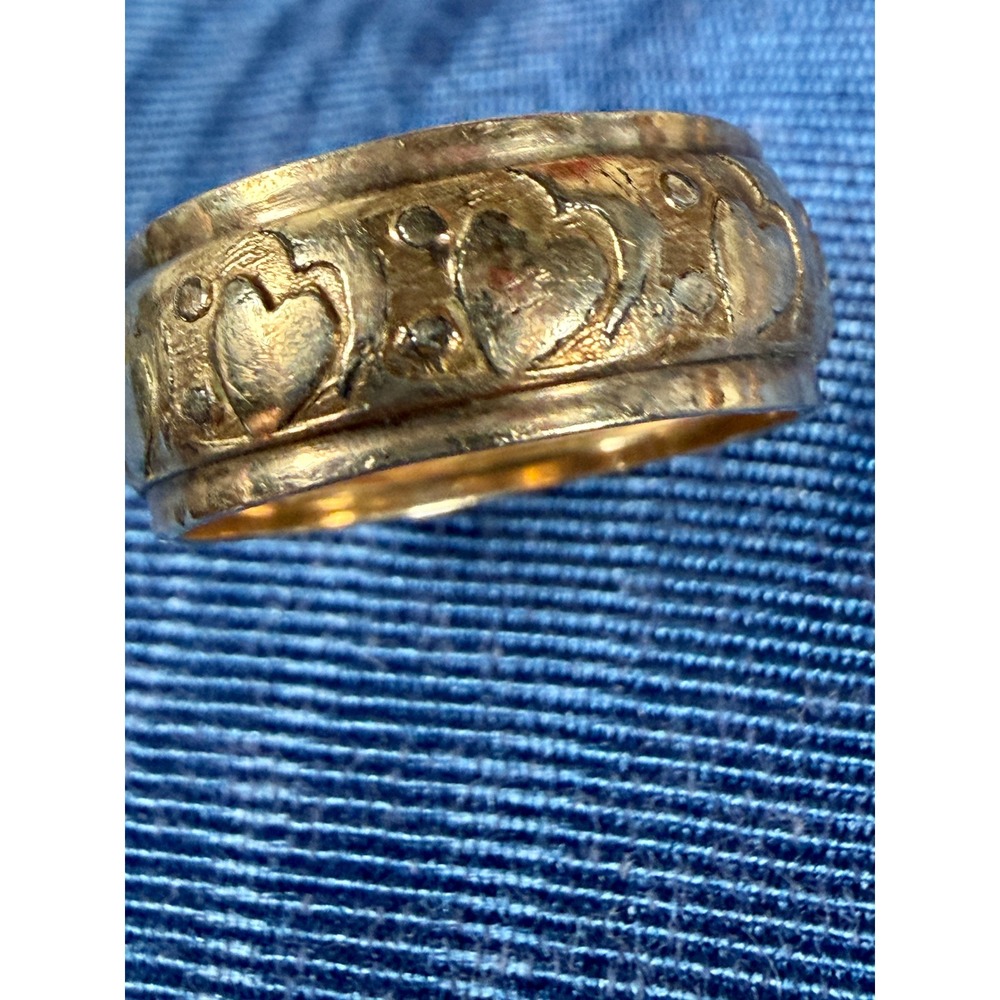 Vintage 10K Gold Filled Heart Band Ring Embossed Love Pattern Size 5 1/2